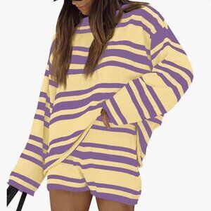 NWOT – TANKANEO WOMENS STRIPED 2-PIECE SHORT SET MATCHING SET - SMALL